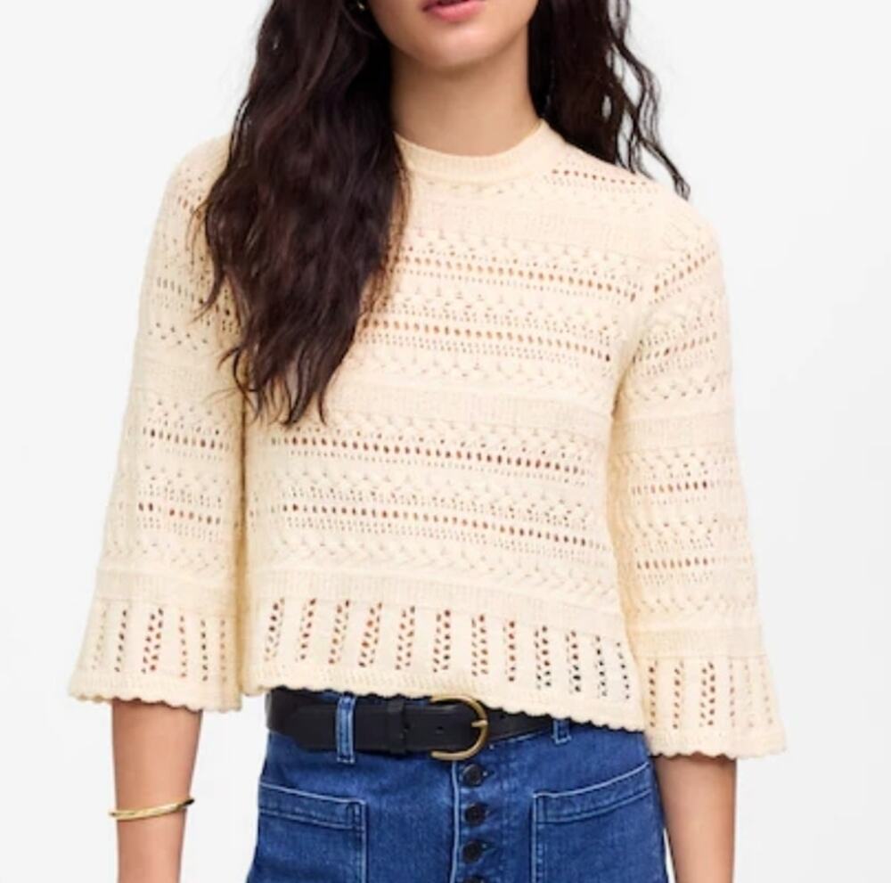 Madewell Scalloped-Trim Sweater Tee Size M NWT